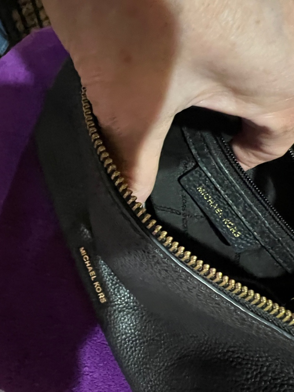 Michael Kors Black Pebbled Leather Chain-Trim Crossbody NWOT  H09 - Picture 7 of 10